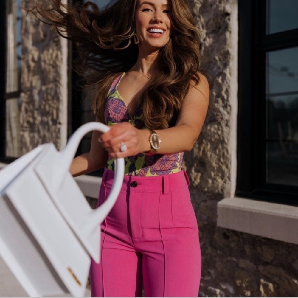 BLOGGER'S FAVE! Zara Full Length Pants Fuchsia NWT